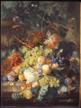 ヤン・ファン・ホイスム 古典的な壺の隣の籠に山盛りになった果物の静物画 1730年代 ヤン・ファン・ホイスム